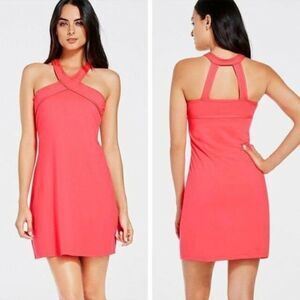 Fabletics Hot Coral Mini Length Chicago Dress Small